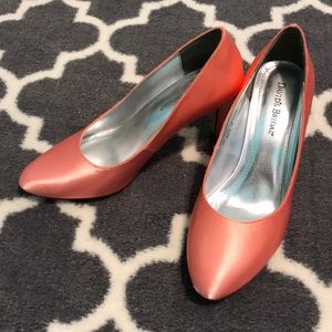 Wedding heel -  Peach Coral satin pump